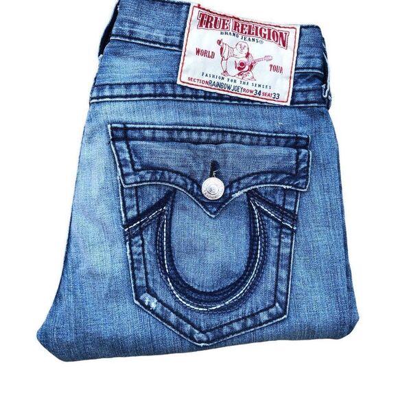 True Religion Jeans Size 34 RAINBOW JOEY Blue - Picture 8 of 11